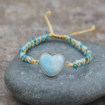 Heart-Shaped 4mm Bead Double Woven Bracelet