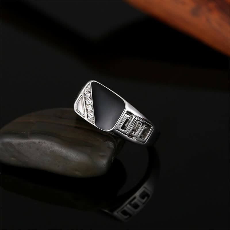 Classic Square Black Signet Ring