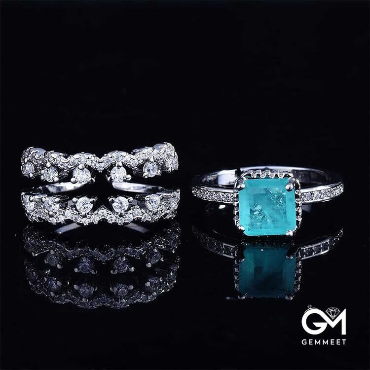 Paraiba Tourmaline 2 PCS Ring Set