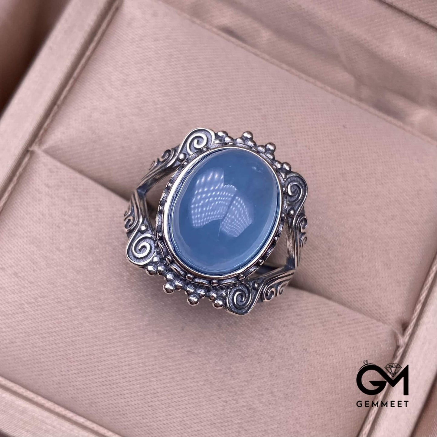 S925 Vintage Aquamarine Ring