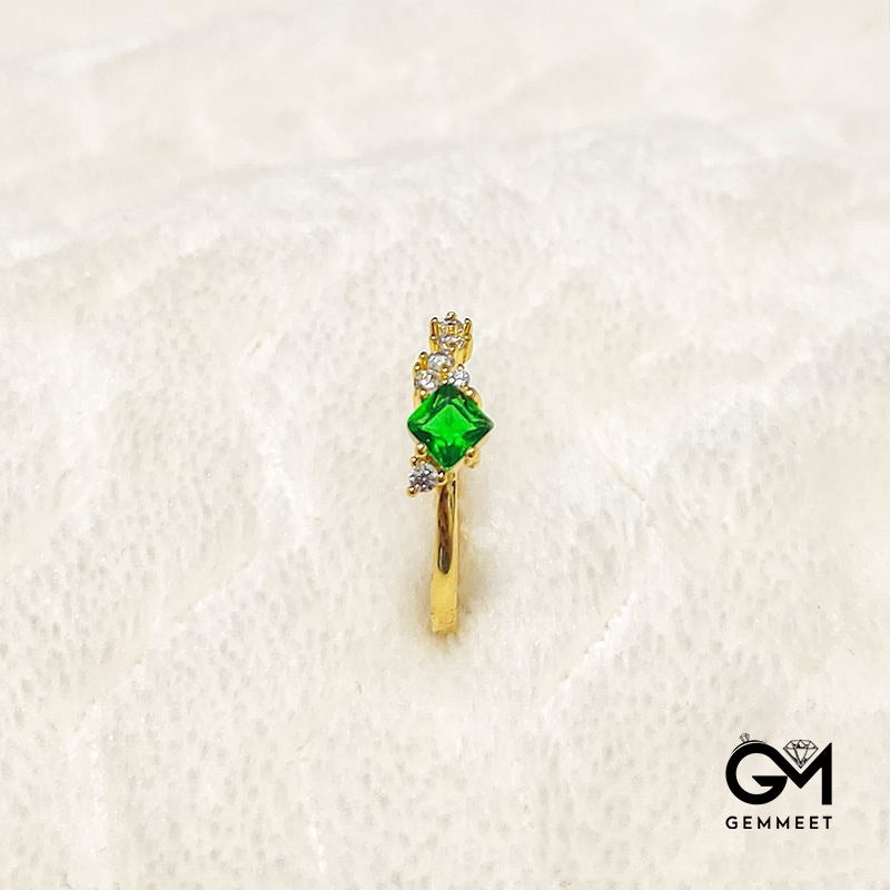 Vintage Green Zircon Gold Plated Ring