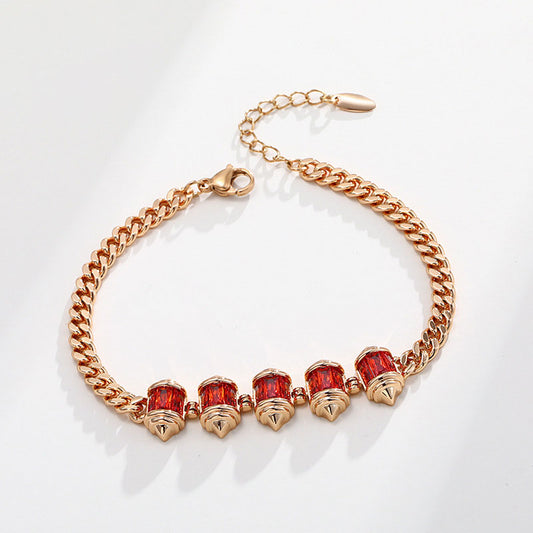 Retro Light Luxury Cylindrical Colored Zircon Bracelet