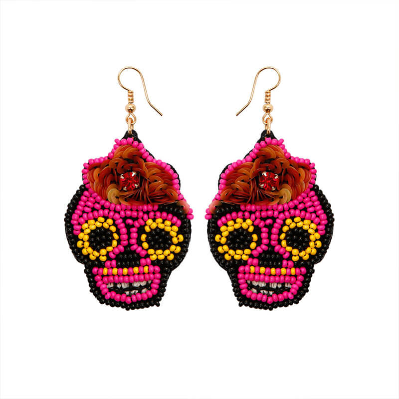 Halloween Punk Style Hand-woven Hand-made Personalized Sequins and Rice Bead Earrings