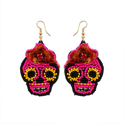 Halloween Punk Style Hand-woven Hand-made Personalized Sequins and Rice Bead Earrings