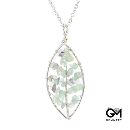 Tree of Life Crystal Leaf Necklace