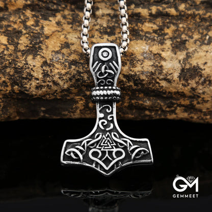 Thor Hammer Viking Triangle Rune Vintage Necklace