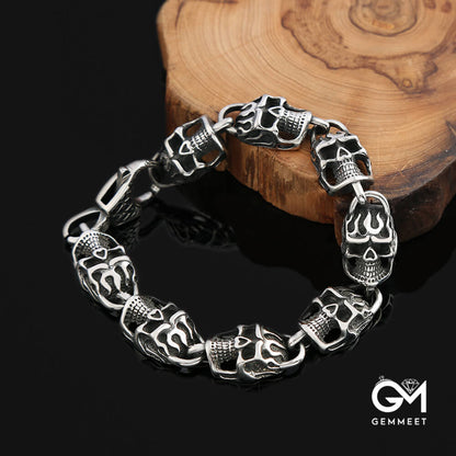 Punk Power Skull Titanium Steel Bracelet for Men