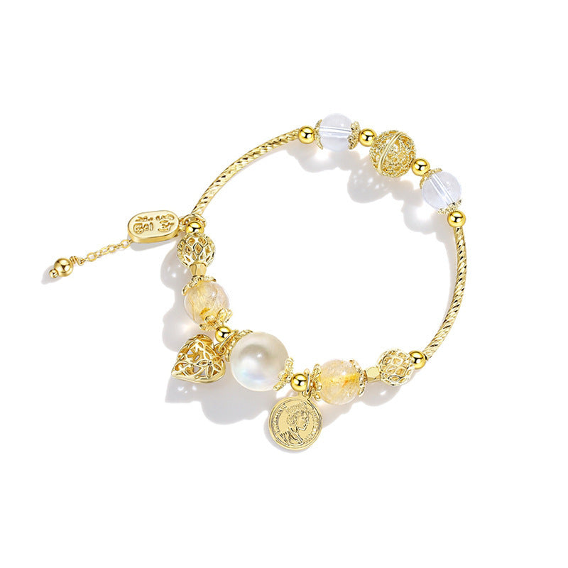 Moonstone Citrine Romantic Heart Bracelet