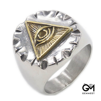 Stainless Steel God's Eye Solid Ring for Men