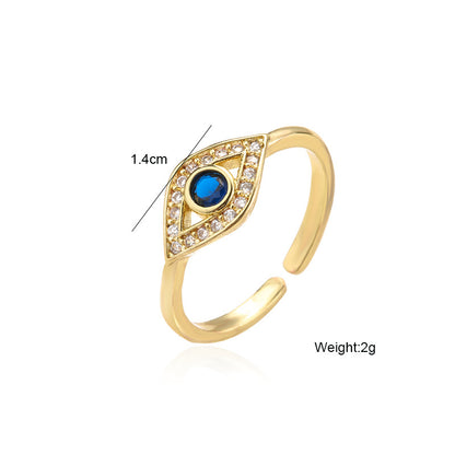 Golden Hollow Evil Eye Full Stones Ring