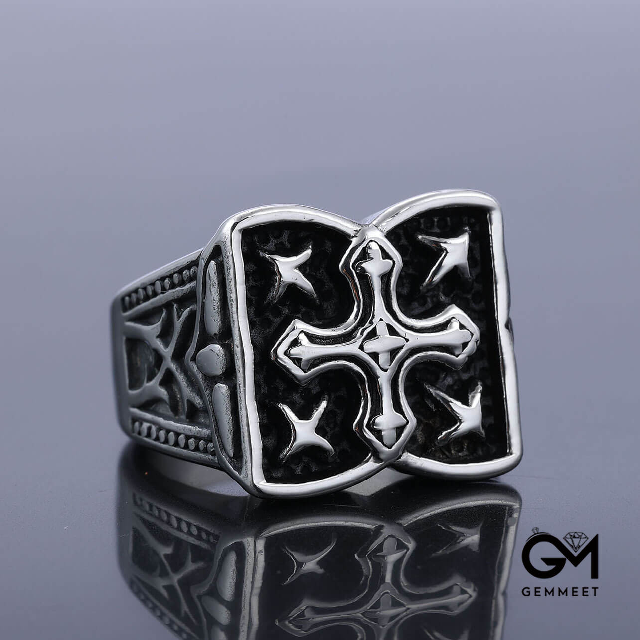 Stainless Steel Vintage Cross Star Ring