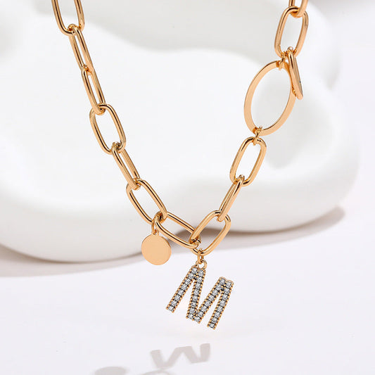 Golden Temperament Letter Pendant Niche Clavicle Chain for Women