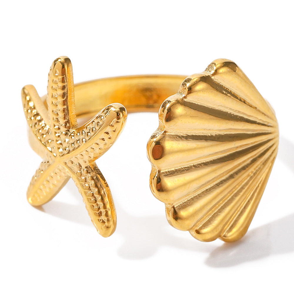 Ocean Series Stainless Steel Starfish Ring