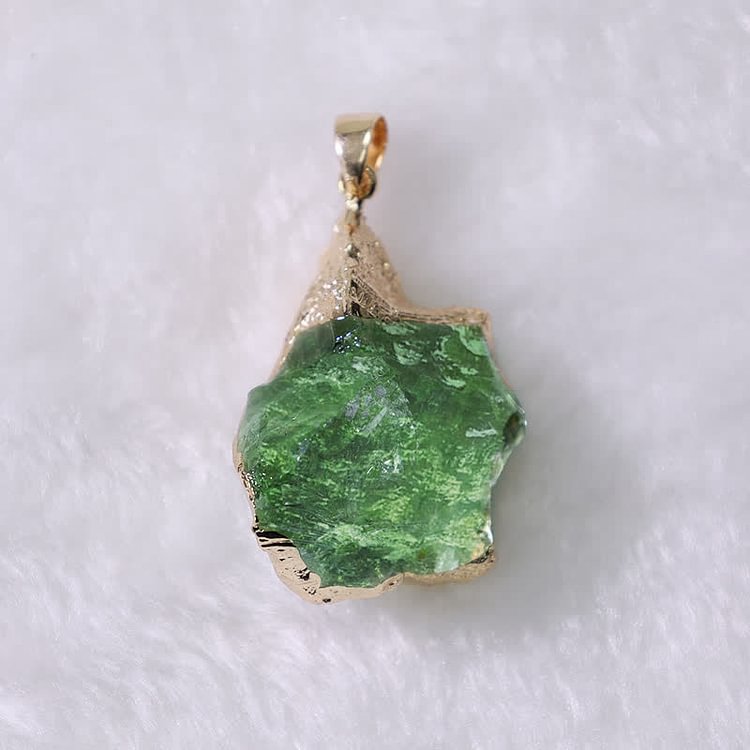 Cute Natural Moldavite Irregular Necklace