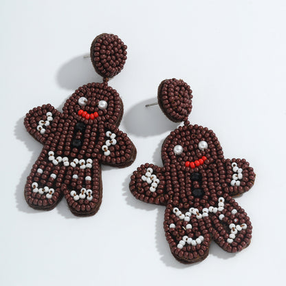 Christmas Handwoven Rice Beads Cute Earrings