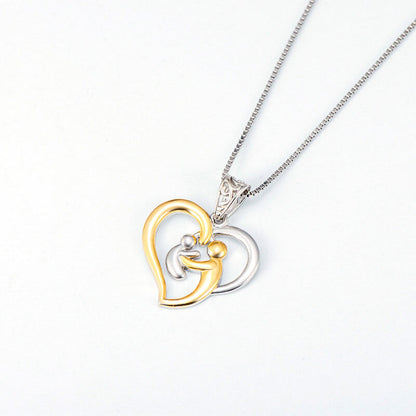 Silver & Golden 'Mom Hug Baby' Hollow Pendant