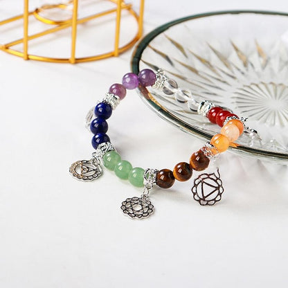 Natural Gemstone Seven Chakra Yoga Bracelet