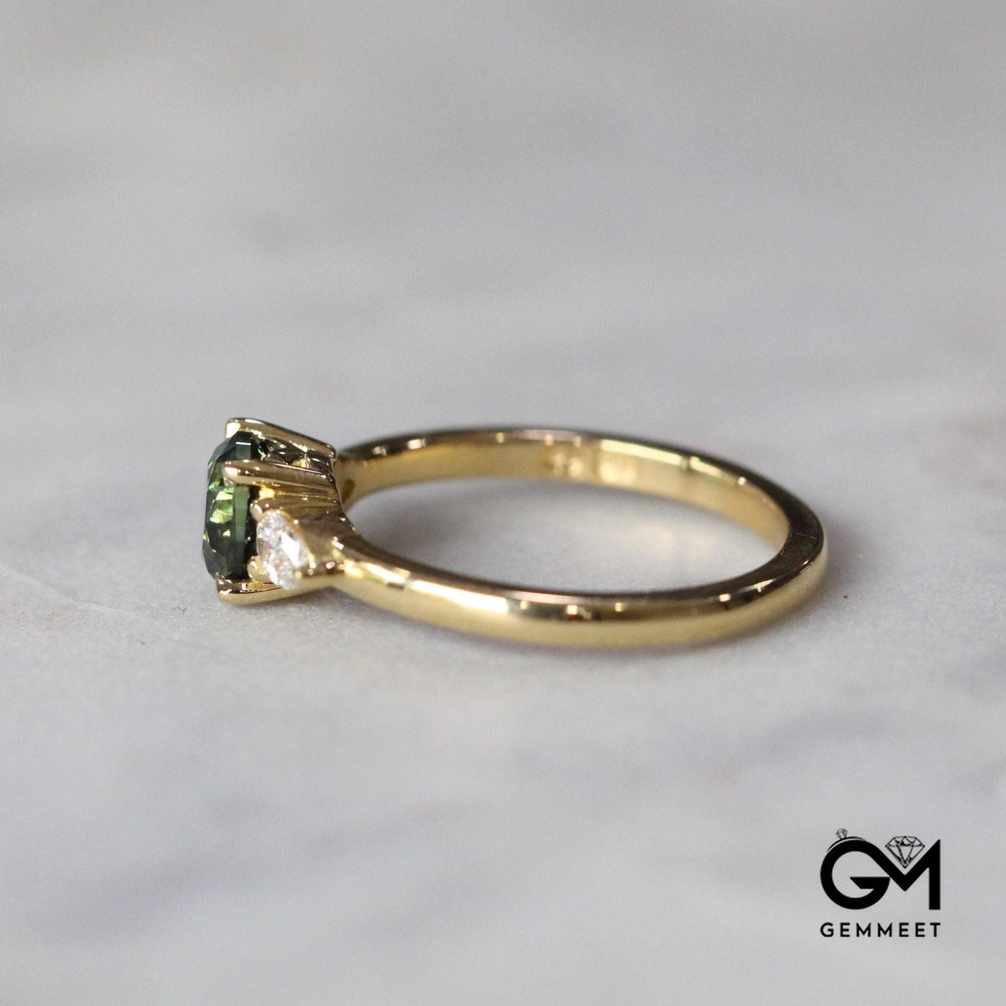 Emerald Zircon Engagement Ring