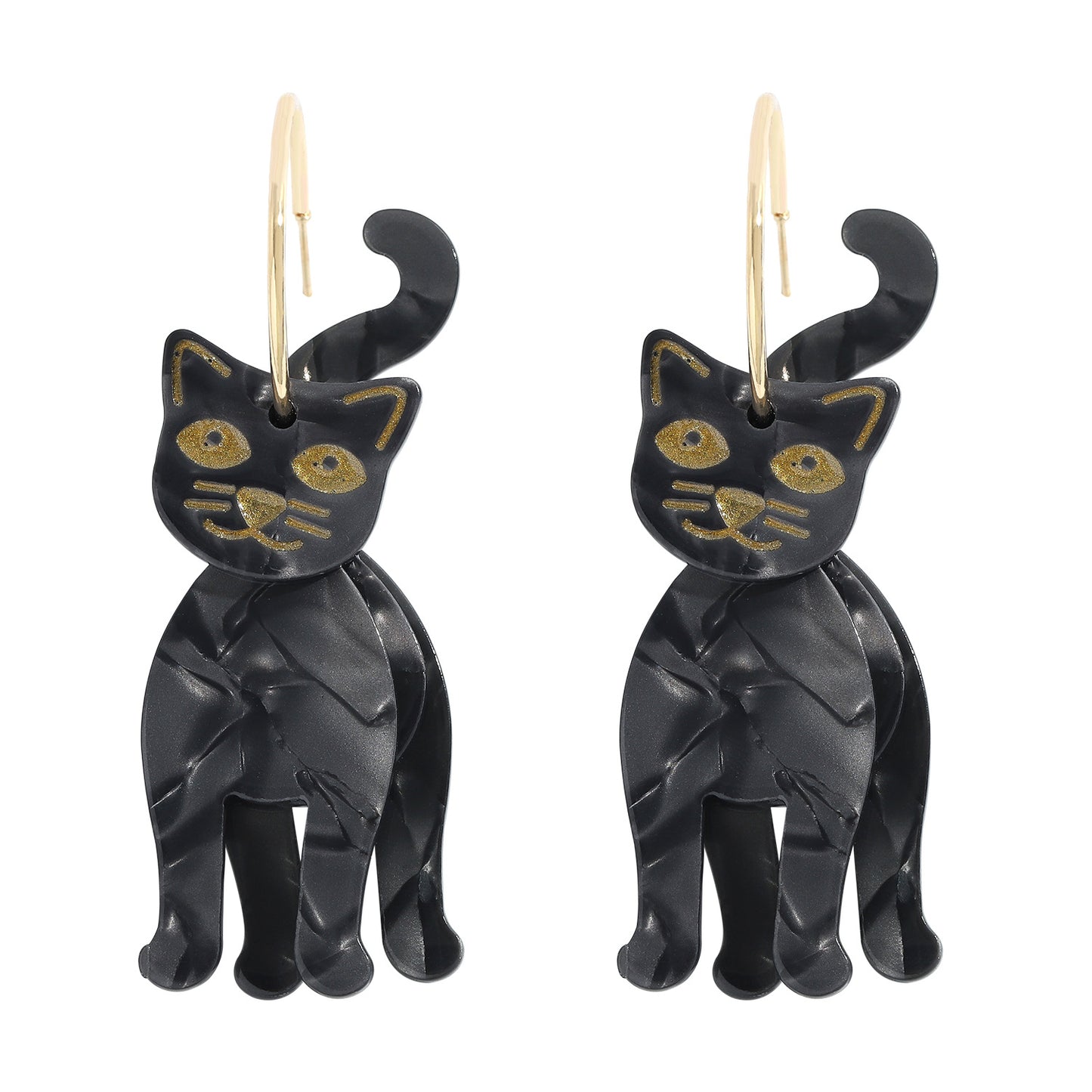 Halloween Party Funny Resin Black Cat Earrings