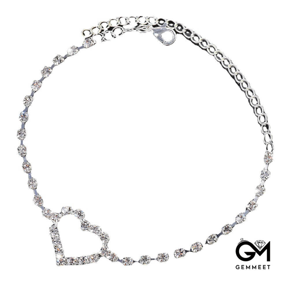 Fashion Simple Zircon Heart Anklet