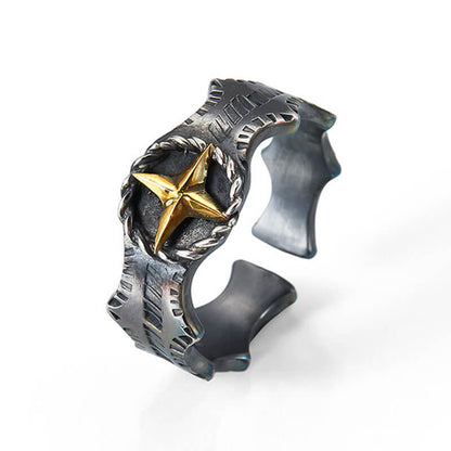 "Starlight" Vintage Handmade Men's Cross Ring