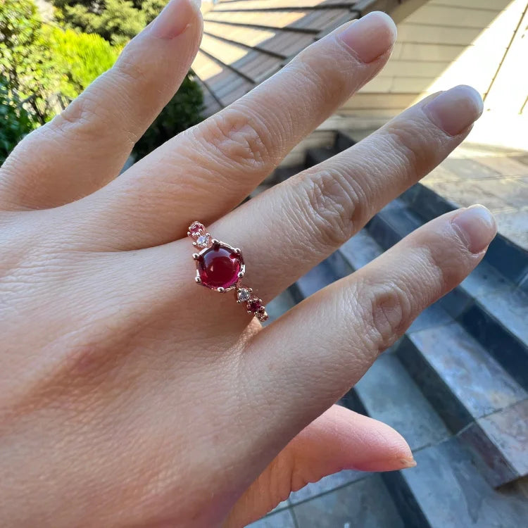 Garnet Engagement Wedding Ring