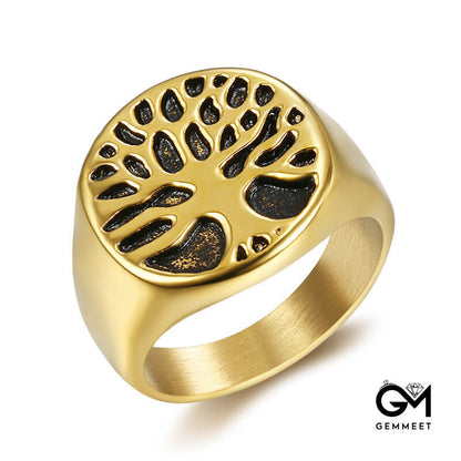 Tree of Life Stainless Steel Leaf Ring