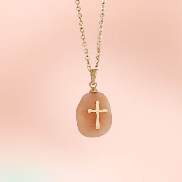 “Faith and Love" - Natural Crystal With Cross Necklace