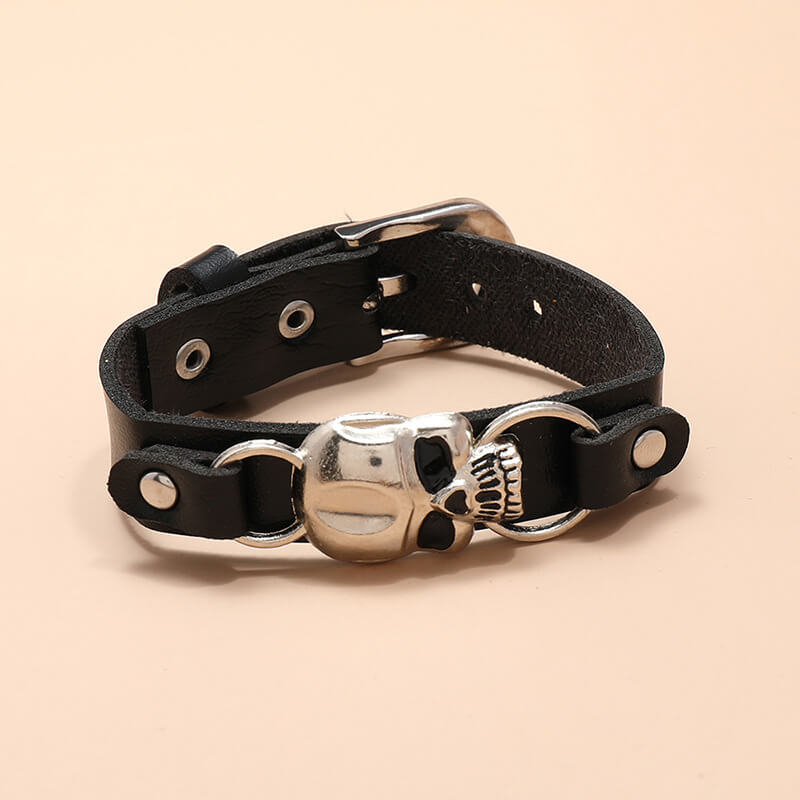 Simple Skull Leather Bracelet Personality Trend Street Halloween Bracelet