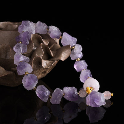 Natural Amethyst Random Shape Stones Bracelet