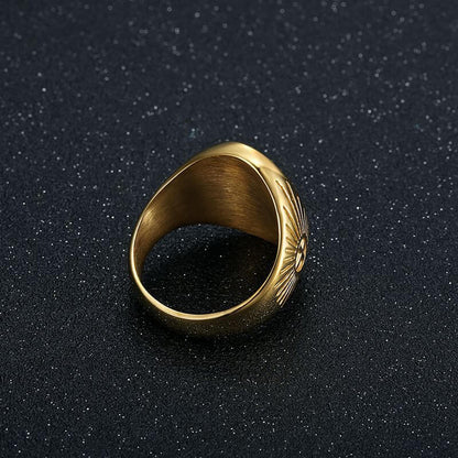 HIPHOP Ring Vacuum Gold-plated Inlaid Zircon Jesus Ring