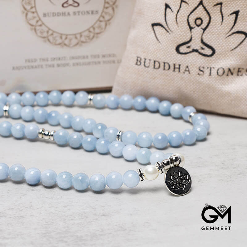 6MM 108 Mala Beads Aquamarine Healing Bracelet