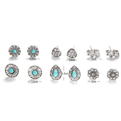 Turquoise Elephant Symbol Earring Set