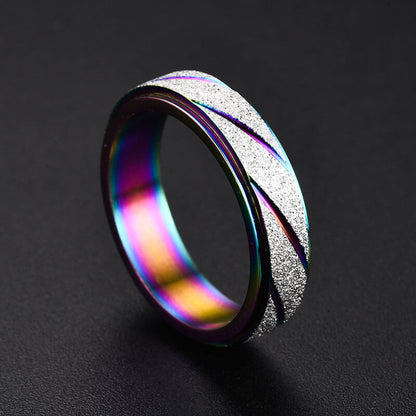 Colored Minimalism Texture Rotatable Ring