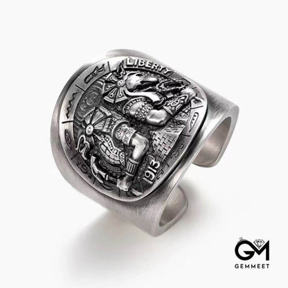 Men's Retro Horus Totem Adjustable Ring