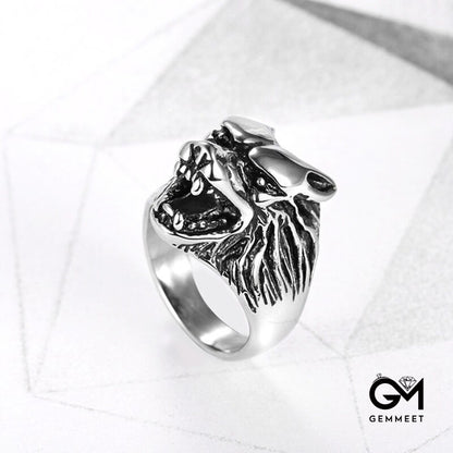 Male Sex Domineering Wolf Head Ring