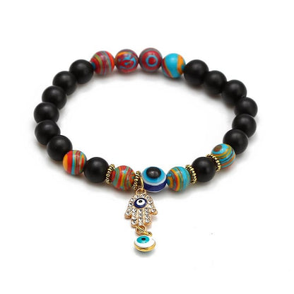 Obsidian Evil Eye Symbol Hamsa Symbol Bracelet