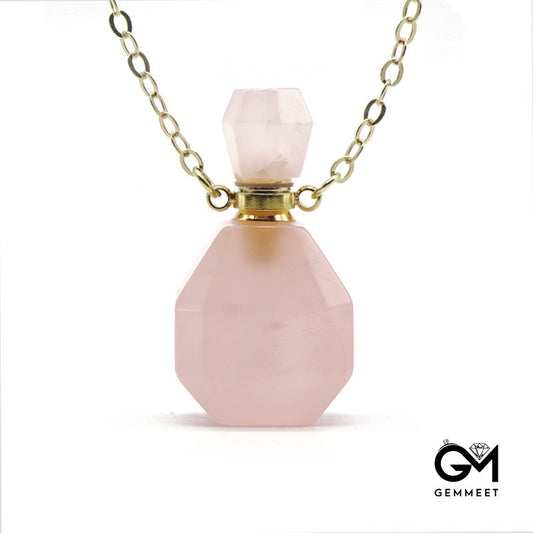 Pink Crystal Wishing Bottle Pendant Necklace