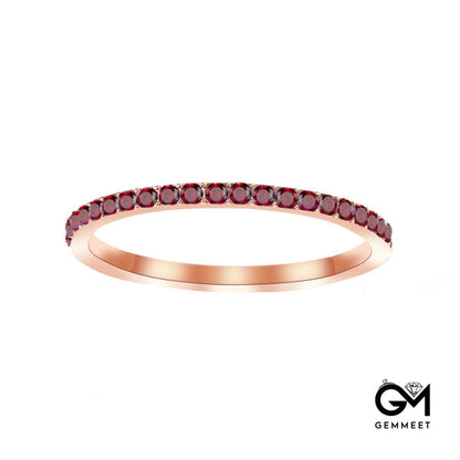 Rose Gold Birthstone Zircon Stainless Steel Thin Ring