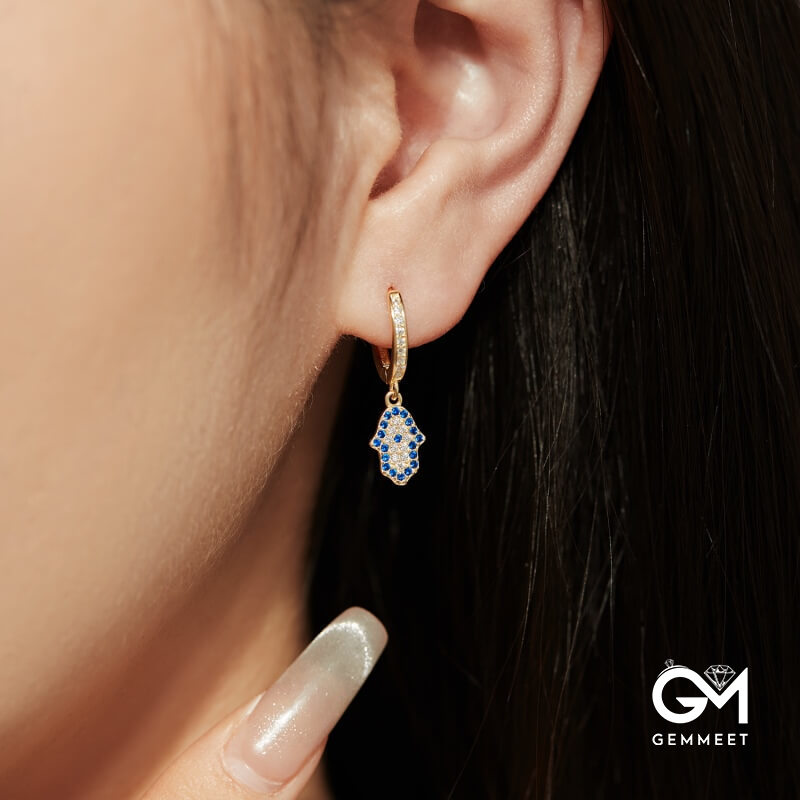 S925 Silver Devil's Eye Blue and White Zircon Earrings