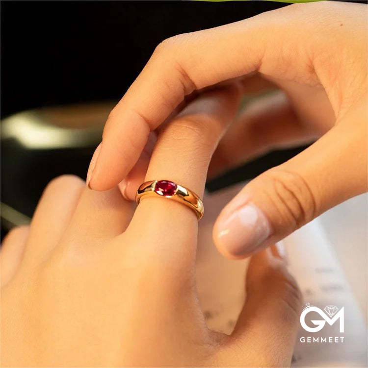 Garnet Gold Plated Minimalist Luxury Ring