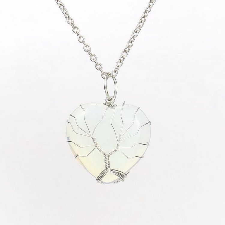 Natural Crystal Heart Necklace