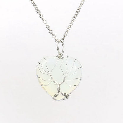 Natural Crystal Heart Necklace