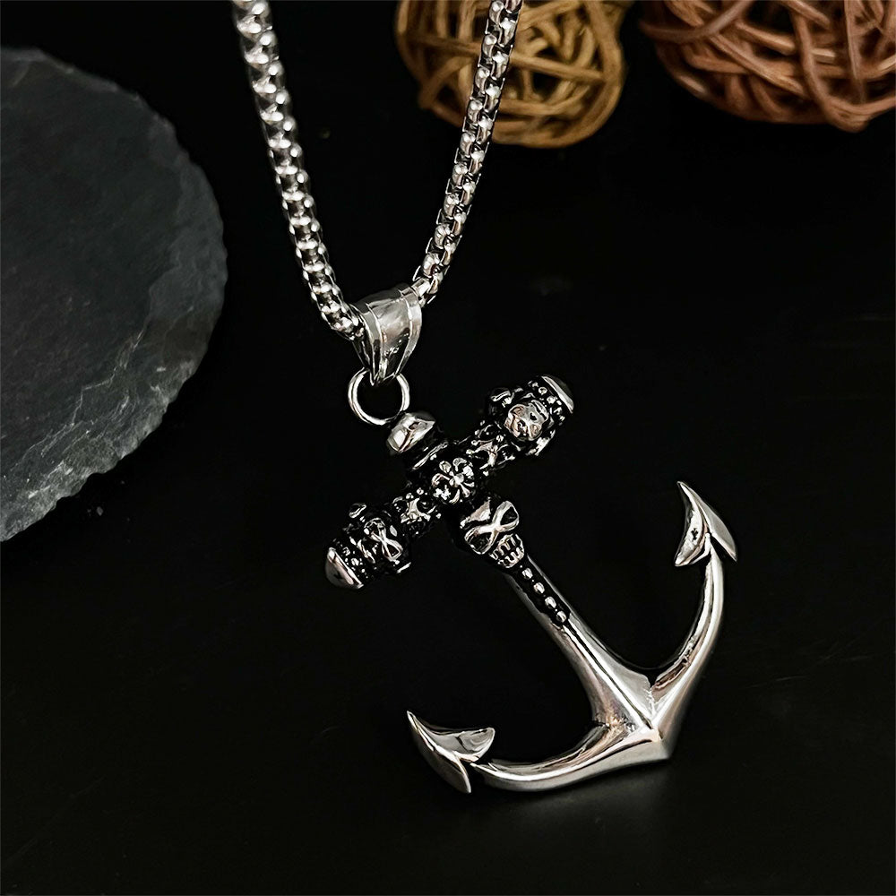 Men's Skull Anchor Dark Unisex Trendy Street Necklace