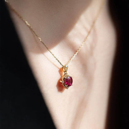 Women's Red Ruby Sparkling Necklace