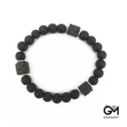 Matte Black Onyx Cube Lava Bracelet