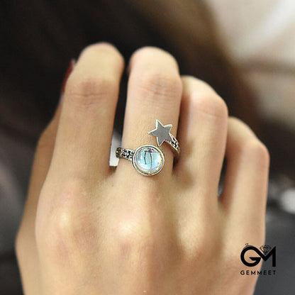 Star Moonstone Adjustable Ring