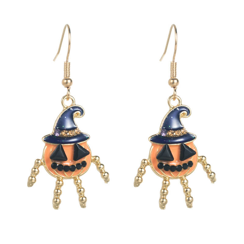 Halloween Creative Personality Hip Hop Earrings New Trend Pumpkin Skull Alloy Oil Drip Earrings