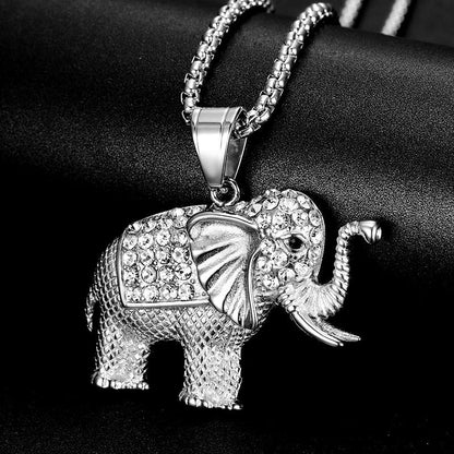 HIPHOP Jewelry Gold Plated Zircon Elephant Pendant