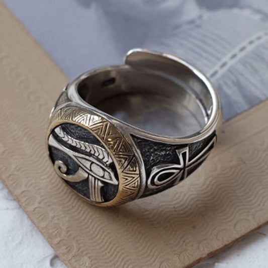 Vintage Men's Egyptian Horus Eye Anka Element Ring